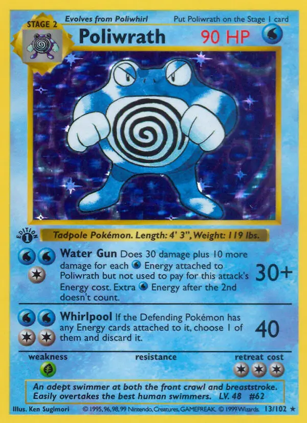 Poliwrath Rare Pokemon card #13 from Base Set