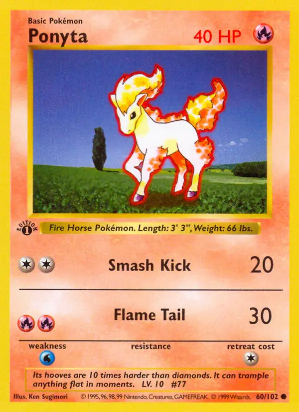 Ponyta Common Pokemon card #60 from Base Set