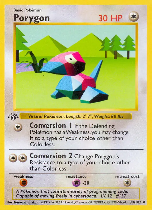 Porygon Uncommon Pokemon card #39 from Base Set