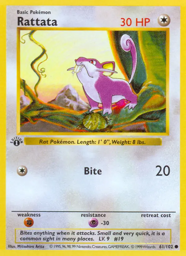 Rattata Common Pokemon card #61 from Base Set