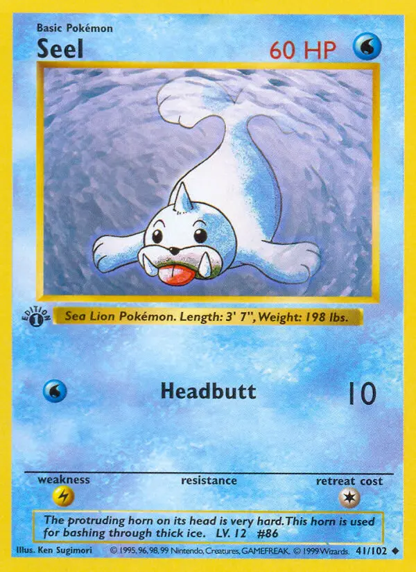 Seel Uncommon Pokemon card #41 from Base Set