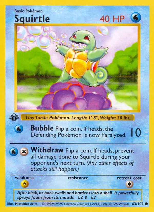 Squirtle Common Pokemon card #63 from Base Set