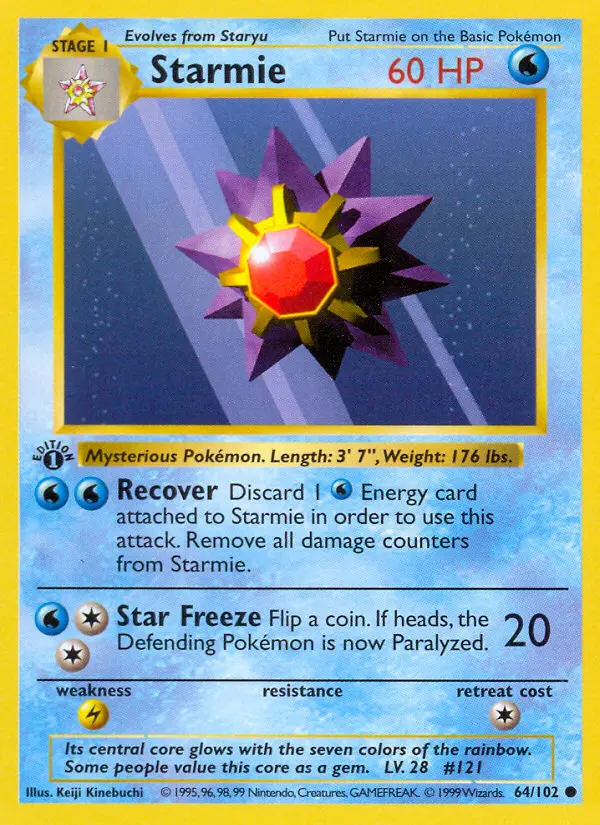 Starmie Common Pokemon card #64 from Base Set