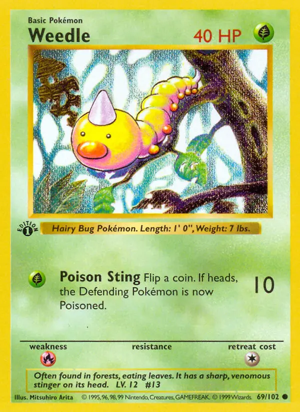 Weedle Common Pokemon card #69 from Base Set