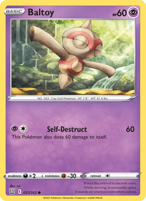 Baltoy Common Pokemon card #57 from Battle Styles