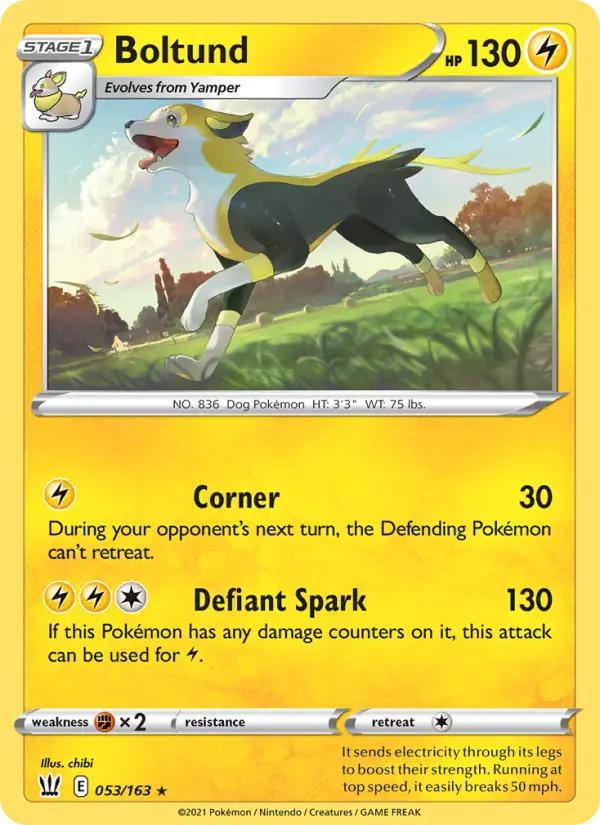 Boltund Rare Pokemon card #53 from Battle Styles