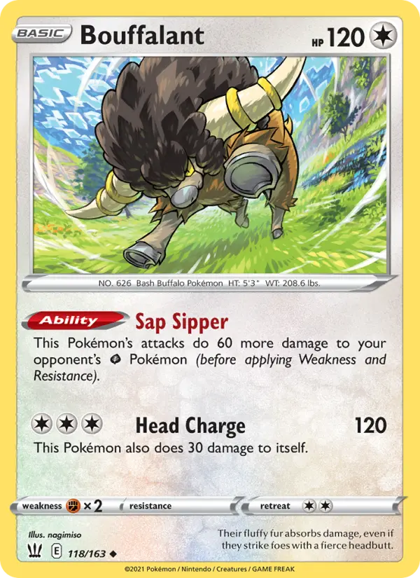 Bouffalant Uncommon Pokemon card #118 from Battle Styles