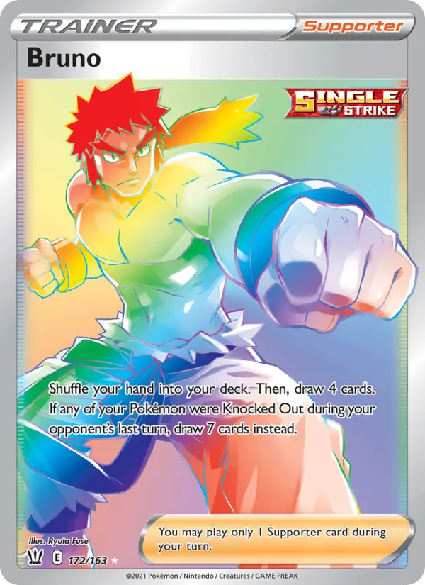 Bruno Secret Rare Pokemon card #172 from Battle Styles