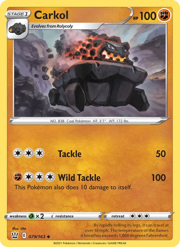 Carkol Uncommon Pokemon card #79 from Battle Styles