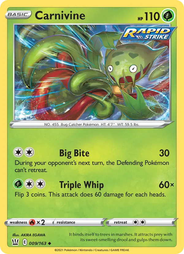 Carnivine Uncommon Pokemon card #9 from Battle Styles