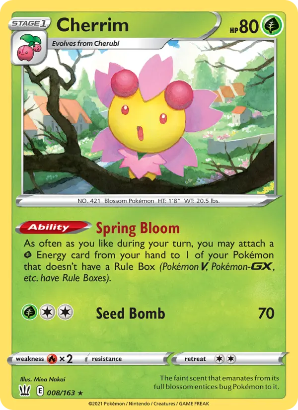 Cherrim Holo Rare Pokemon card #8 from Battle Styles