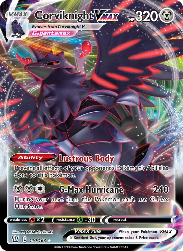 Corviknight VMAX Holo Rare VMAX Pokemon card #110 from Battle Styles