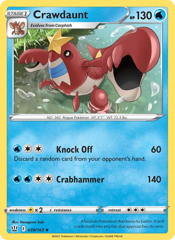 Crawdaunt Uncommon Pokemon card #39 from Battle Styles