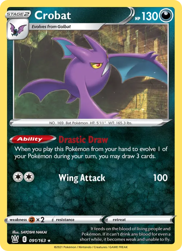 Crobat Holo Rare Pokemon card #91 from Battle Styles