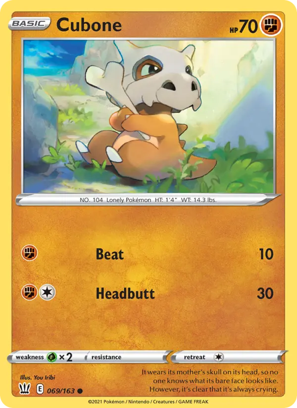 Cubone Common Pokemon card #69 from Battle Styles