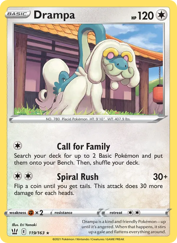 Drampa Rare Pokemon card #119 from Battle Styles