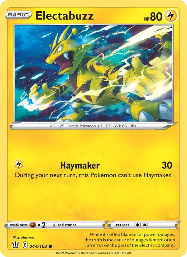 Electabuzz Common Pokemon card #44 from Battle Styles