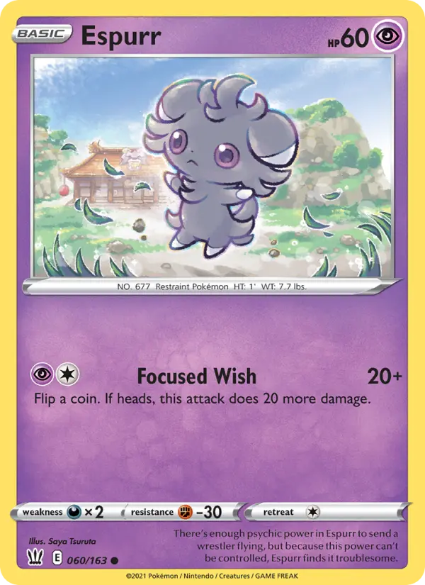 Espurr Common Pokemon card #60 from Battle Styles