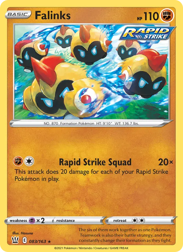 Falinks Rare Pokemon card #83 from Battle Styles