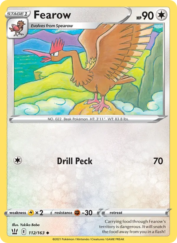 Fearow Uncommon Pokemon card #112 from Battle Styles