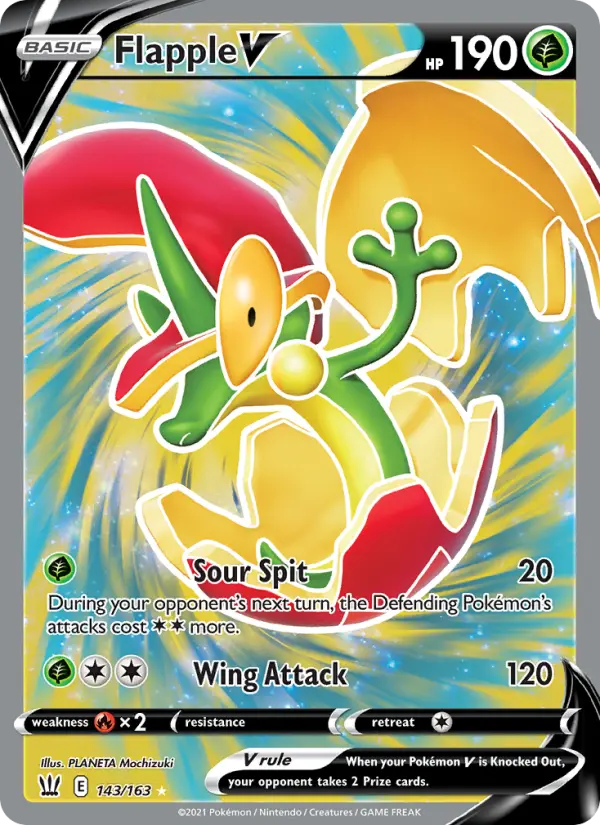 Flapple V Ultra Rare Pokemon card #143 from Battle Styles