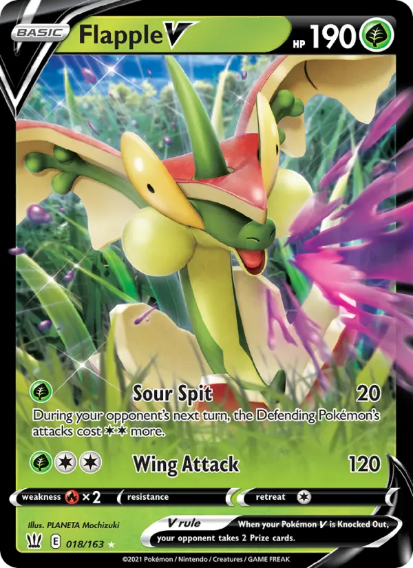 Flapple V Holo Rare V Pokemon card #18 from Battle Styles