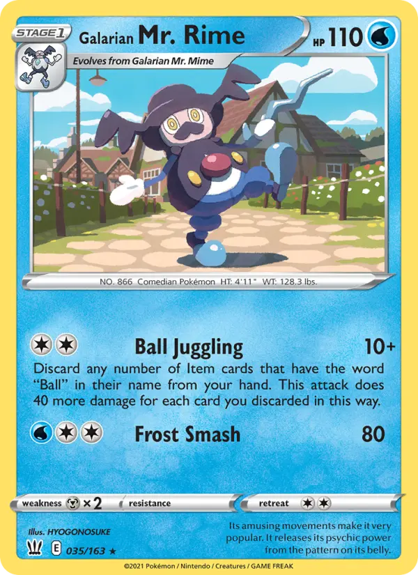 Galarian Mr. Rime Rare Pokemon card #35 from Battle Styles