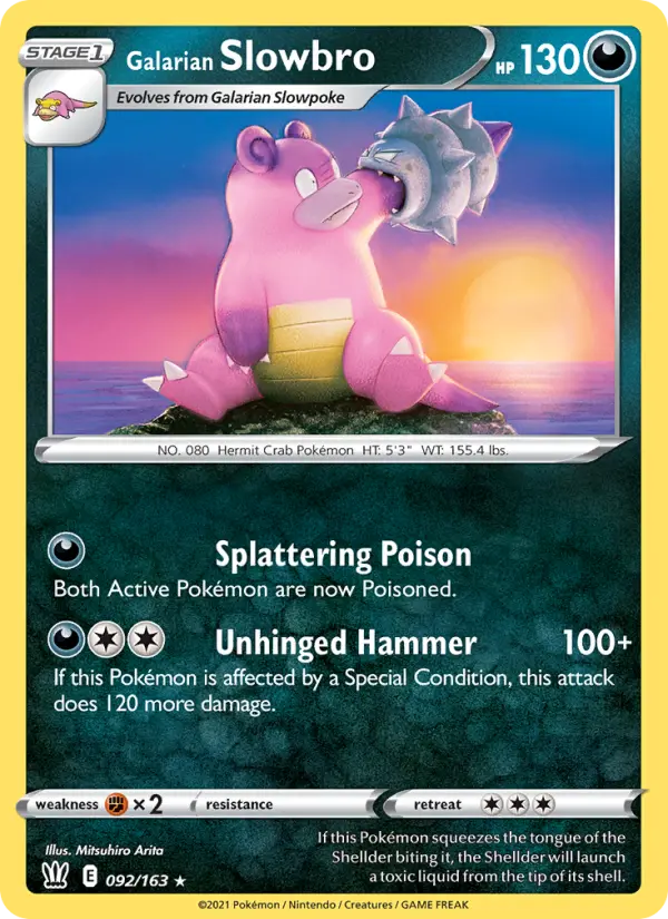Galarian Slowbro Rare Pokemon card #92 from Battle Styles