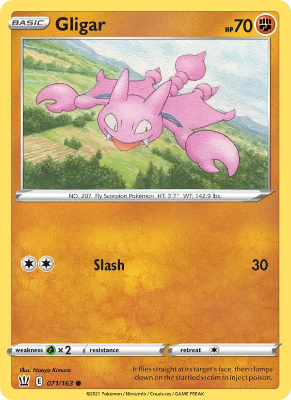 Gligar Common Pokemon card #71 from Battle Styles
