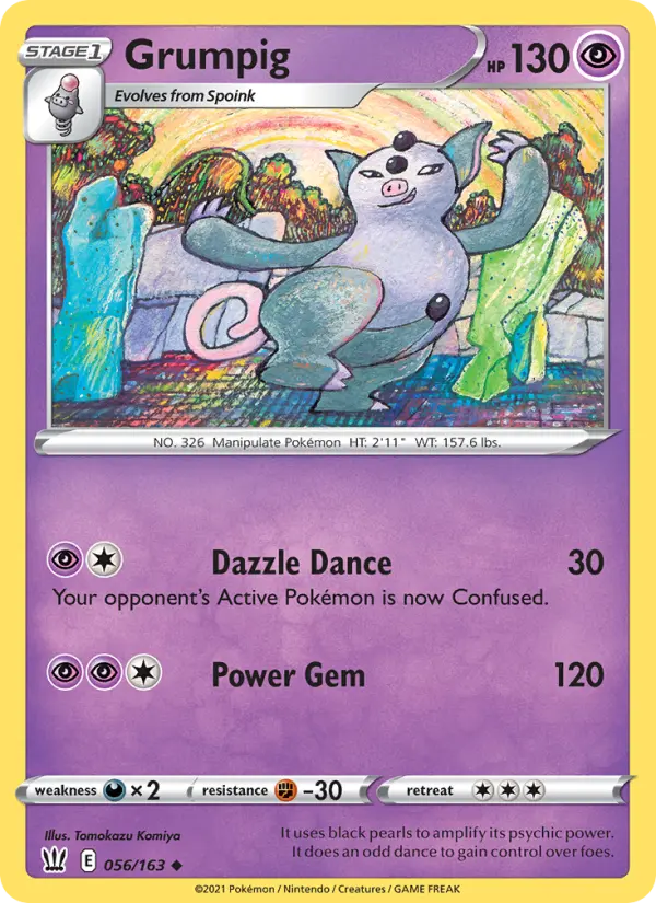 Grumpig Uncommon Pokemon card #56 from Battle Styles