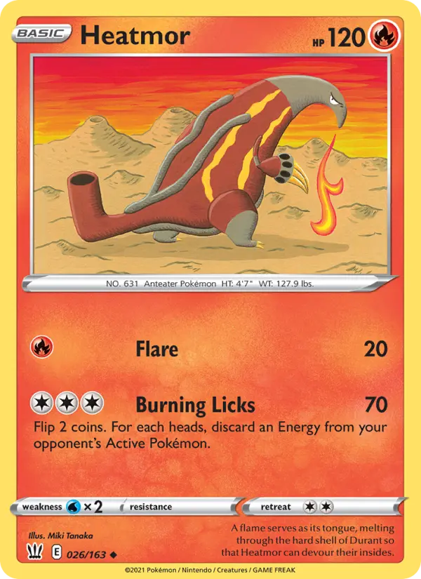 Heatmor Uncommon Pokemon card #26 from Battle Styles