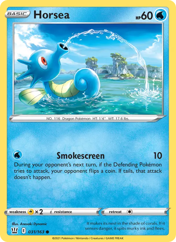 Horsea Common Pokemon card #31 from Battle Styles