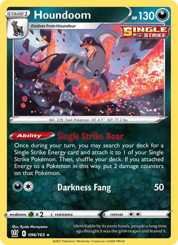 Houndoom Holo Rare Pokemon card #96 from Battle Styles