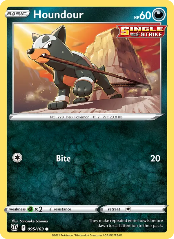 Houndour Common Pokemon card #95 from Battle Styles