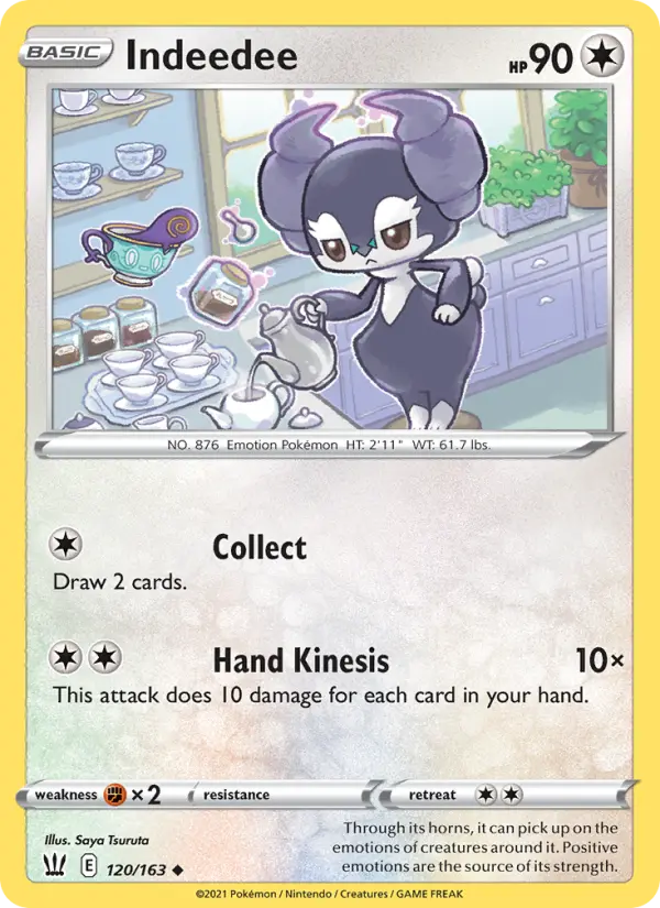 Indeedee Uncommon Pokemon card #120 from Battle Styles