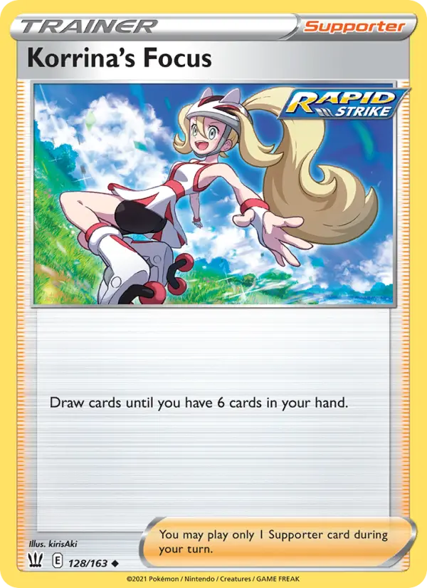 Korrina's Focus Uncommon Pokemon card #128 from Battle Styles
