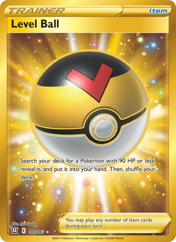 Level Ball Secret Rare Pokemon card #181 from Battle Styles