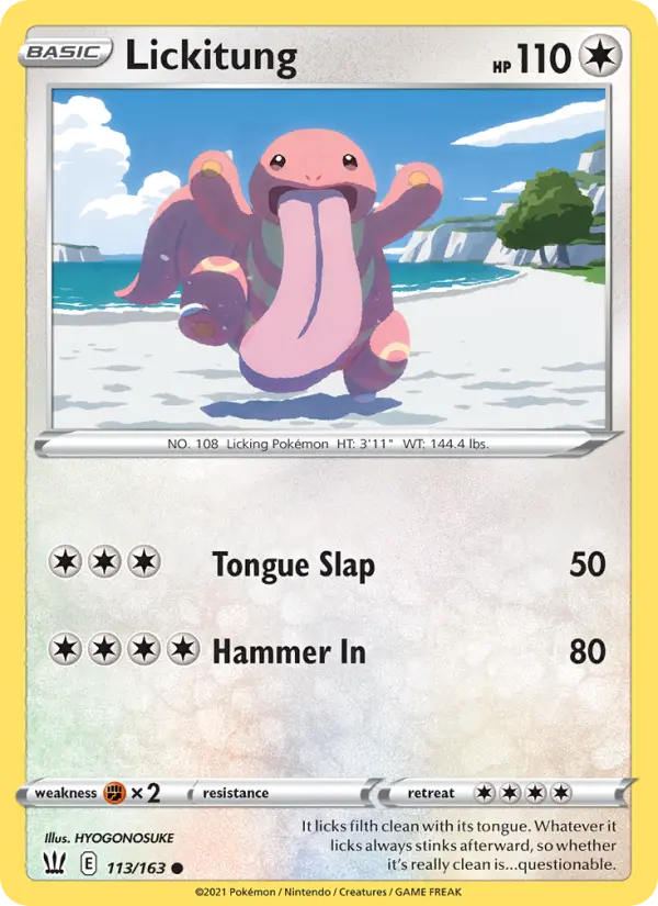 Lickitung Common Pokemon card #113 from Battle Styles