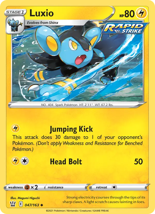 Luxio Uncommon Pokemon card #47 from Battle Styles