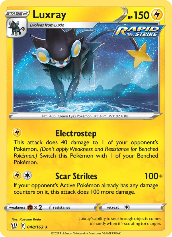 Luxray Holo Rare Pokemon card #48 from Battle Styles