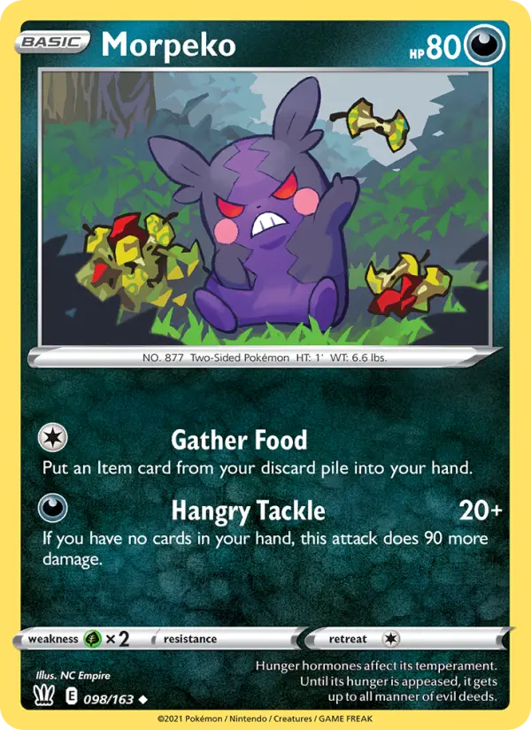 Morpeko Uncommon Pokemon card #98 from Battle Styles