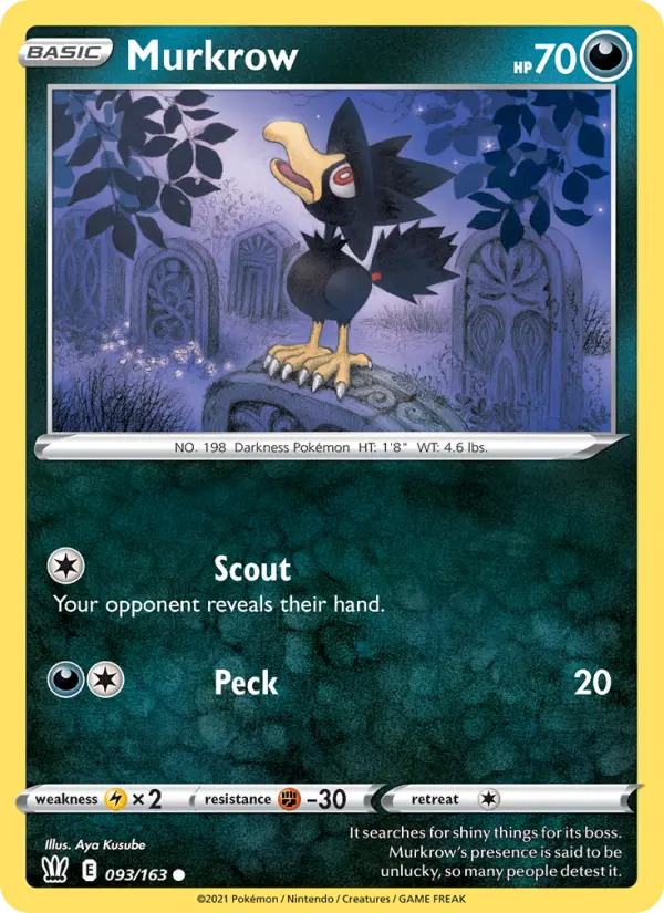 Murkrow Common Pokemon card #93 from Battle Styles