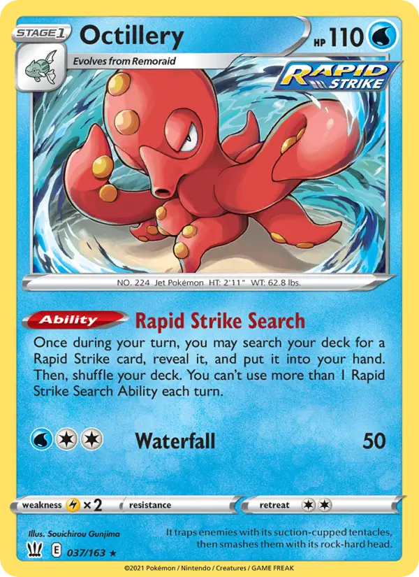 Octillery Holo Rare Pokemon card #37 from Battle Styles