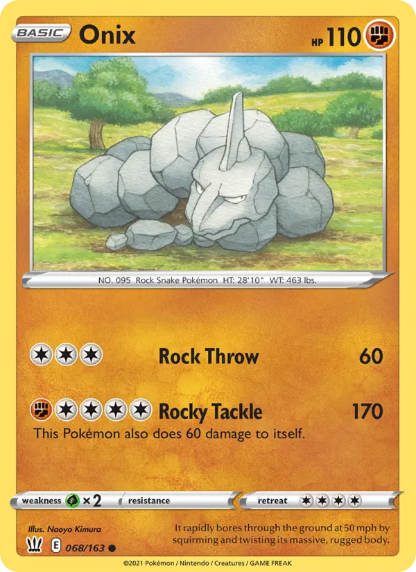 Onix Common Pokemon card #68 from Battle Styles