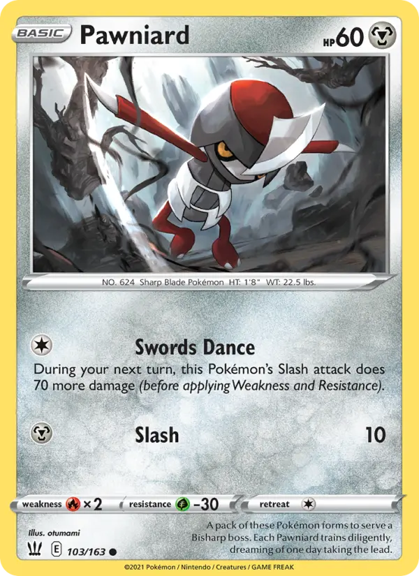 Pawniard Common Pokemon card #103 from Battle Styles