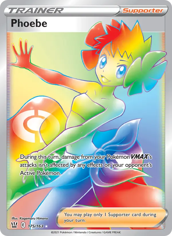 Phoebe Secret Rare Pokemon card #175 from Battle Styles
