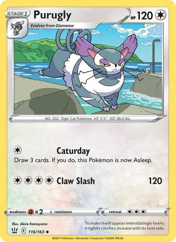 Purugly Uncommon Pokemon card #116 from Battle Styles