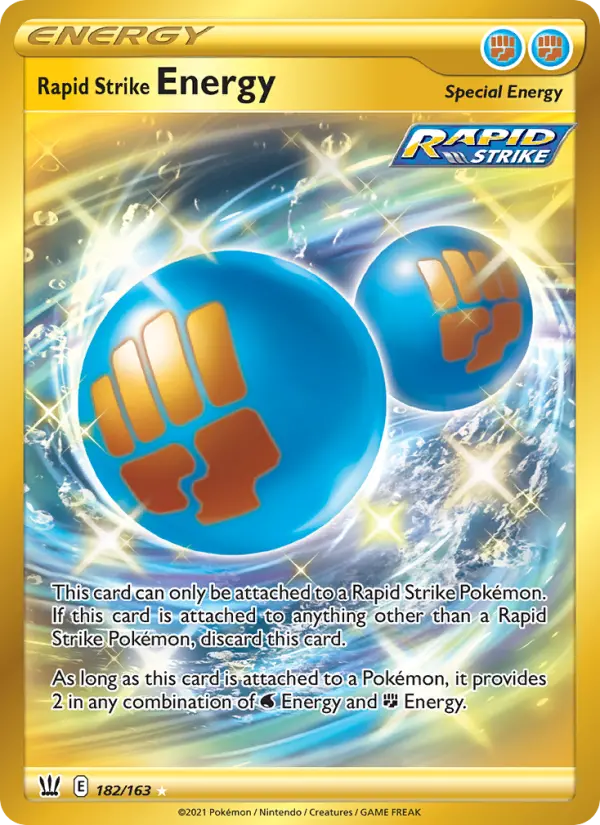 Rapid Strike Energy Secret Rare Pokemon card #182 from Battle Styles