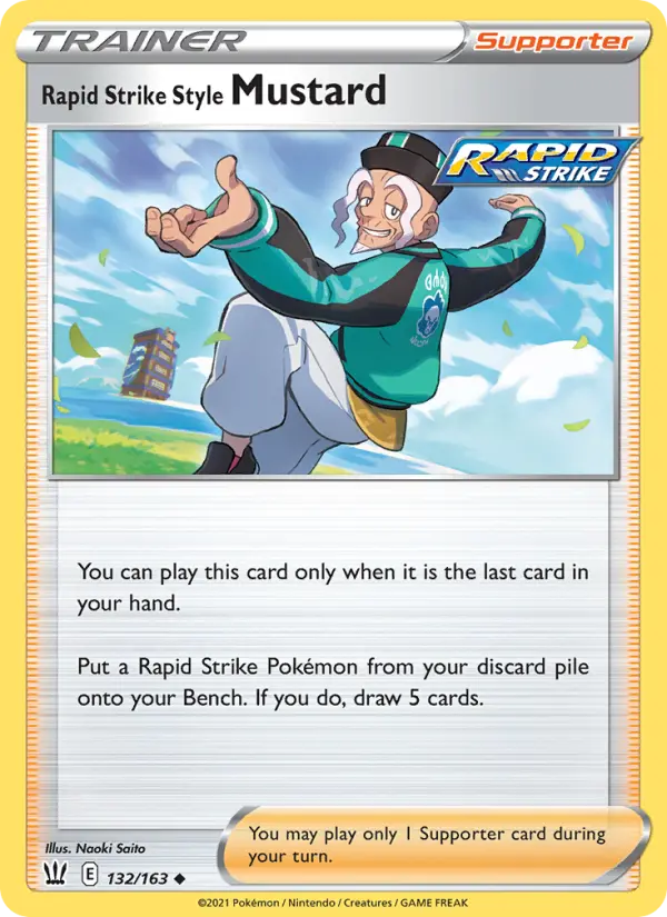 Rapid Strike Style Mustard Uncommon Pokemon card #132 from Battle Styles
