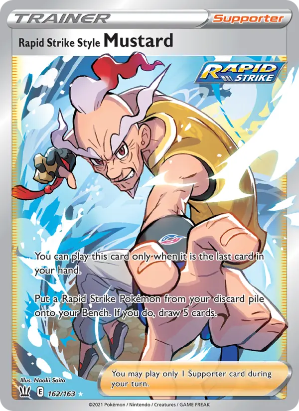 Rapid Strike Style Mustard Ultra Rare Pokemon card #162 from Battle Styles
